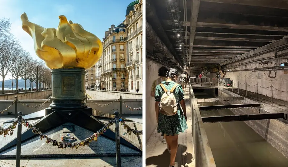 The iconic Flame of Liberty monument and the fascinating underground Paris Sewer Museum.