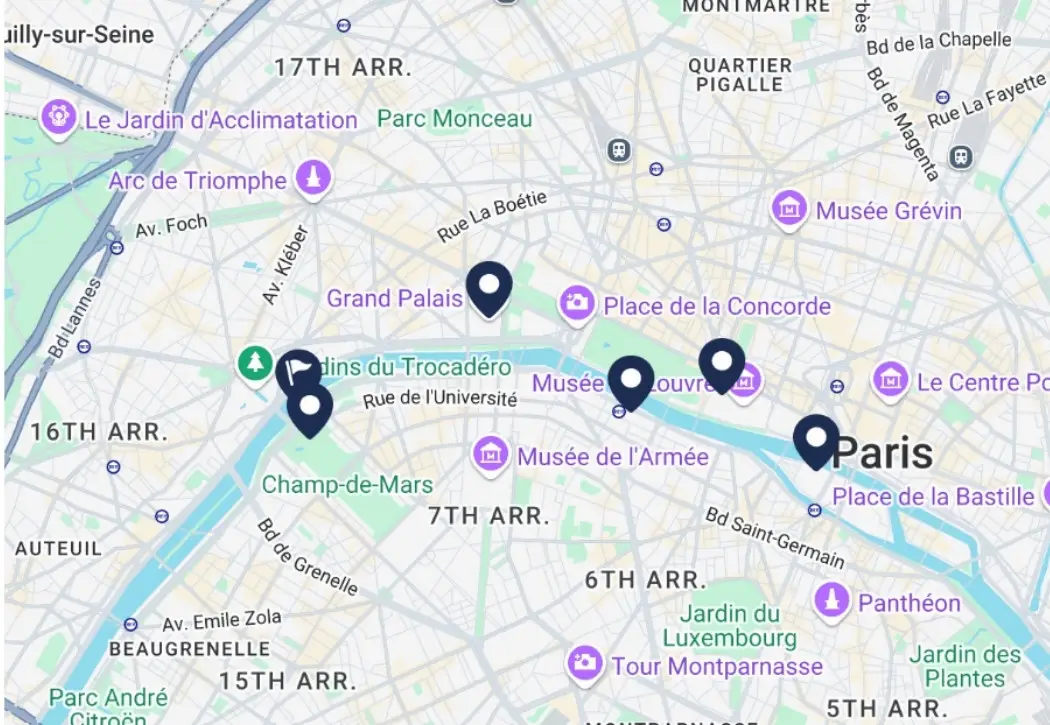 map of seine river sightseeing cruise